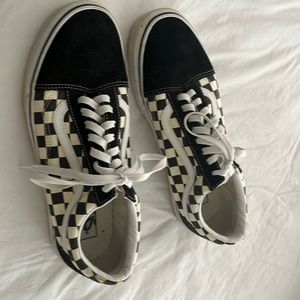 Black/cream checkered vans